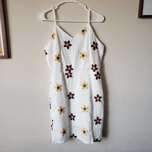 Slit Hem Floral Embroidery Cami Dress